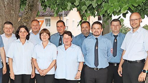 Kommandant Bernd Pitterich (Dritter von links) und sein Team