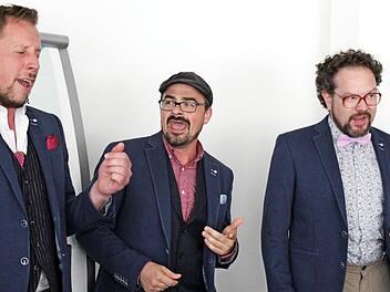 Mit einer Gesangseinlage lockerten Viva Voce die Pressekonferenz auf. Foto: Markus Häggberg