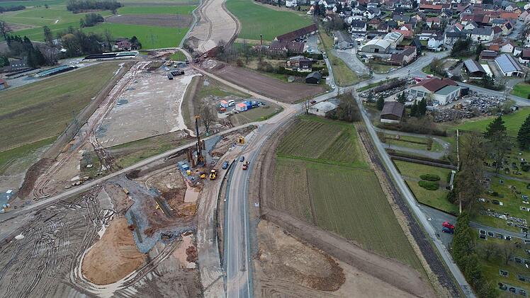 Umgehung Melkendorf - die Baustelle von oben. Luftbild: Ingo Bär