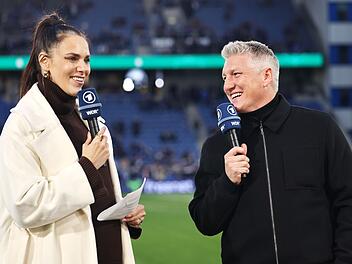 Esther Sedlaczek und Bastian Schweinsteiger führen durch wichtige Fußball-Live-Übertragungen im Ersten.