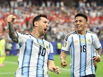 Im zweiten Vorrundenspiel gegen &Ouml;sterreich hatten Lionel Messi und die Argentinier erneut allen Grund zu jubeln.