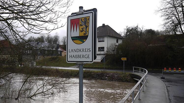 Hochwasser an der Grenze zum Landkreis Haßberge Foto: Berthold Köhler