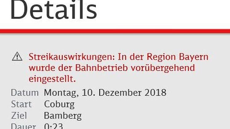Reichlich Durcheinander verursacht der Warnstreik auch in Coburg. "In der Region Bayern wurde der Bahnbetrieb vorübergehend eingestellt", war auf der DB-App zu lesen. Die Agilis-Züge verkehrten zumindest auf der Strecke zwischen Bad Rodach und Coburg.Foto: Jochen Berger