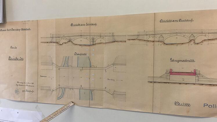 Der Originalplan für die beiden abgerissenen historischen Brücken bei MönchsambachFoto: Anette Schreiber