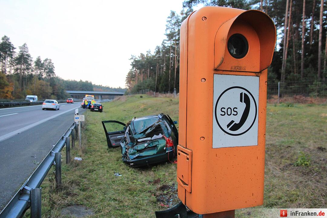 Kollision auf A73 bei Bamberg- Fahrer schwer verletzt