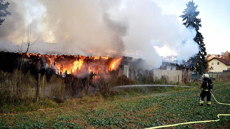 Als die Feuerwehren eintrafen, stand die Stallgebäude in Flammen. Foto: Dieter Radziej