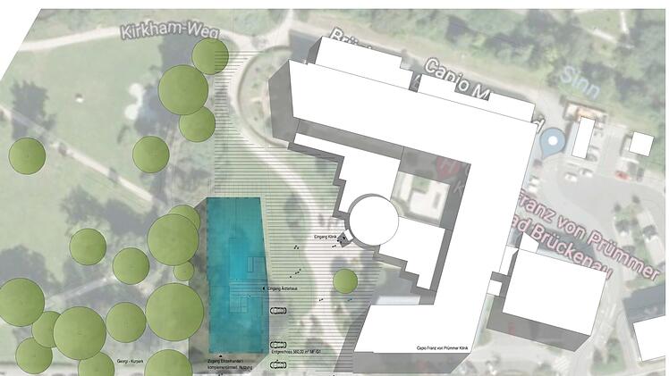 Der Standort des geplanten "Medzentrums Bad Brückenau" im Georgi-Kurpark steht fest. Jetzt beginnen die Feinarbeiten. Grafik: Designplus  Planungsgesellschaft mbh