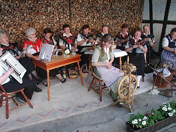Mehr als 10 000 Gäste waren vor zehn Jahren zum Rottershäuser Heimatfest gekommen. Mit dabei war damals die Sing- und Strickgruppe Poppenlauer mit stellvertretender Landrätin Magdalena Dünisch (3. von rechts). Foto: Archiv/Stefan Geiger
