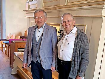 Der Organist und Kulturpreistr&auml;ger Georg Sch&auml;ffner (l.) und Bariton J&uuml;rgen Eichenlaub boten exzellente Musik.