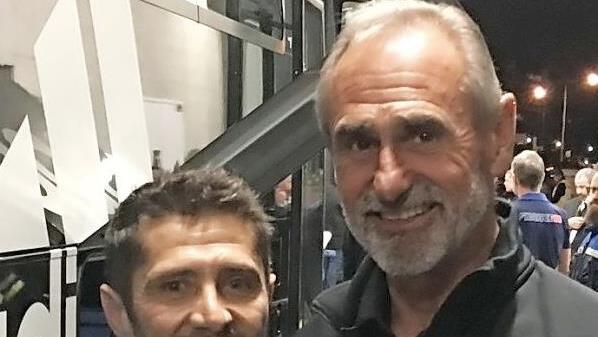 Mit Lizarazu (links) plauschte Seyrer über die Bayern.