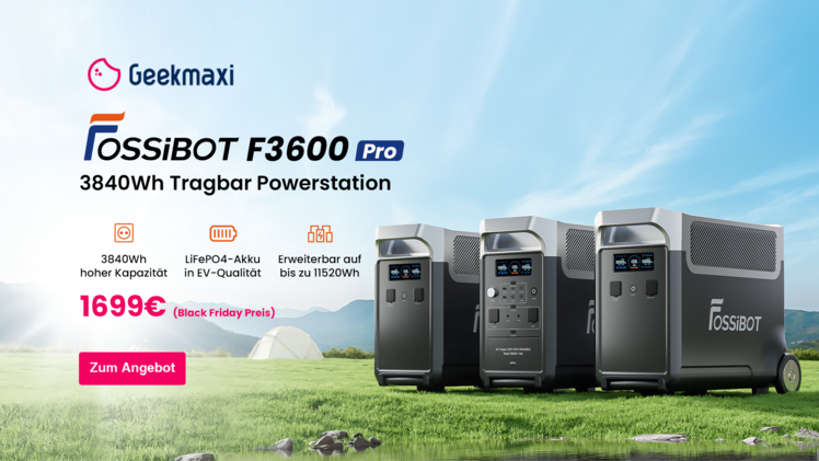 Die tragbare Powerstation F3600 Pro von FOSSiBOT punktet mit einer Speicherkapazität von 3,8 kWh.
