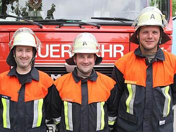 Martin Bittel, Paul Bächmann und Rainer Richter (v. l.) errangen das Abzeichen in der Stufe Gold/Rot. Foto: Wo