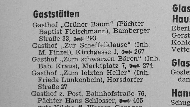 1957 gab es viele Gasthäuser in Staffelstein. Foto: ME