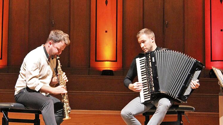 Duo Aliada: Michael Knot mit Sopransaxophon und Bogdan Laketic, Akkordeon. Foto: Werner Vogel