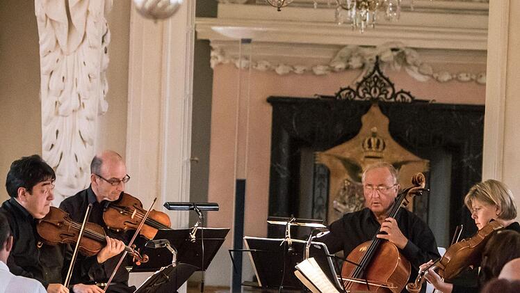 Unter dem Motto "Von der Wiener Klassik zum Wiener Walzer" stand das Abschlusskonzert der Coburger Johann Strauss Musiktage mit dem Bamberger Streichquartett im Riesensaal der Ehrenburg.Foto: Jochen Berger