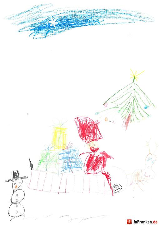 Selbstgemalte Weihnachtsbilder von Kindern aus Franken 2016