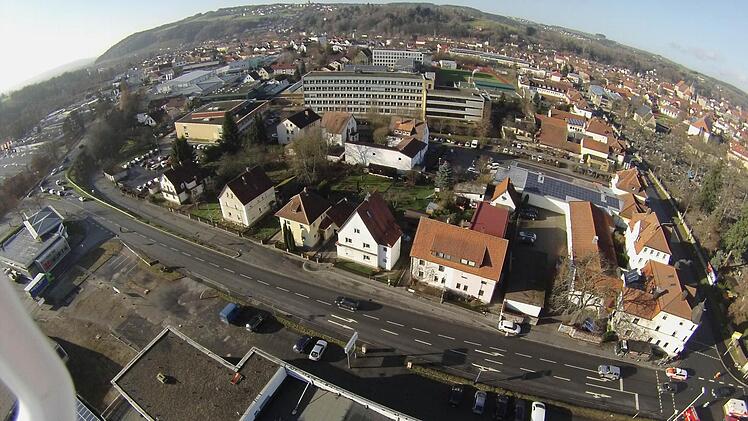 Blick vom Quadrocopter auf Stöhrstraße und Berufsschule bis Ziegelerden. Foto: Jörg Dorsch