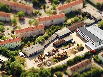 Trainingshalle, dreigeschossiger Anbau und flacher Eingangsbereich. So soll die neue Sportstätte in der Gereuth aussehen.   Illustration: Stephan Gleisner