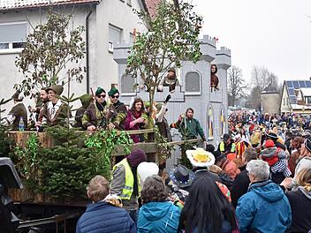 Gemäß ihrem Motto "Stessfalder im Scher-Woald-Forest" transportierten die Steinsfelder Vereine einen ganzen Wald auf ihrem Gefährt.Ulrike Langer