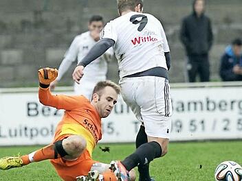 Zur Stelle: Vier Spiele lang musste der Baiersdorfer SV auf seinen rotgesperrten Torhüter Marc-Andre Oertelt verzichten. Gegen die TG Höchberg ist der 27-Jährige aber wieder mit von der Partie. Foto: sportpress/Archiv