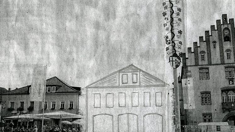 Günter Heeg gefällt Entwurf 6 des Architektenwettbewerbs. Foto: Repro