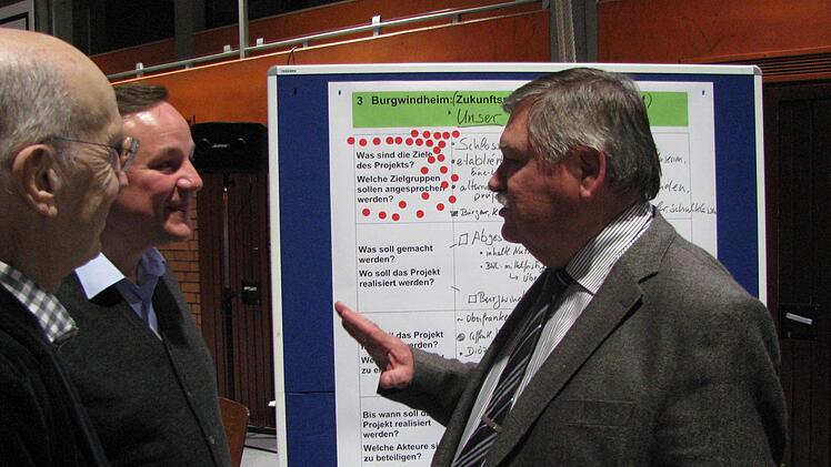 Bürgermeister Max-Dieter Schneider im Gespräch mit Dekan Albert Müller und Projektbegleiter Hartmut Holl (von rechts). Fotos: Hanslok