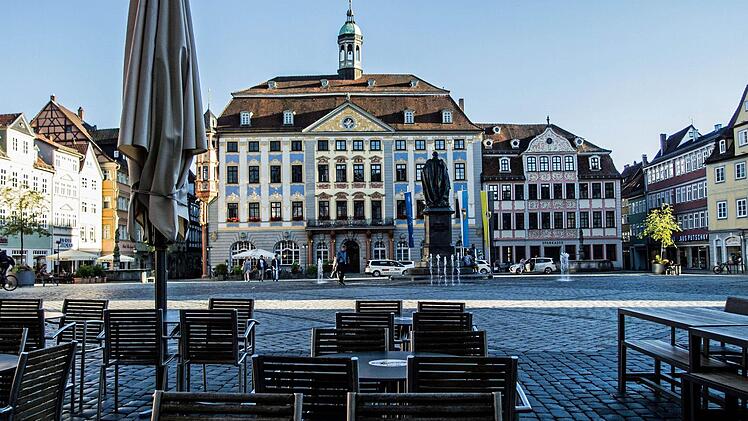Marktplatz Coburg vom Stadthaus aus gesehen vor SonnenuntergangFoto: Jochen Berger