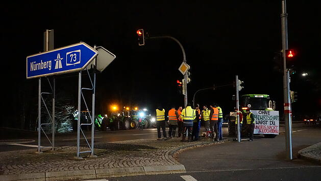 Bauernprotest Autobahnauffahrt Memmelsdorf