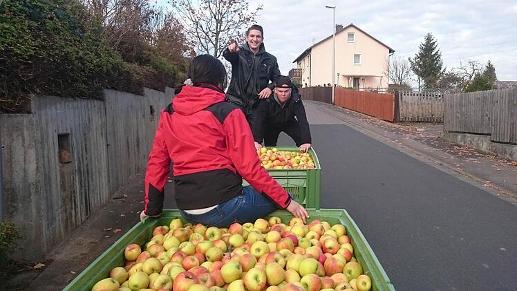Das Foto haben die Azubis bei ihrem Besuch in Reichenbach aufgenommen. Hier fahren Carina Gundelach, Alexander Ailincai-Neidoni und Mario Fay mit dem "Apfel-Zug" von der Plantage zum Hof. Foto: Privat