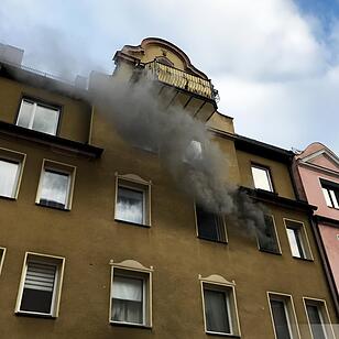 Mehrfamilienhaus in Nürnberg brennt