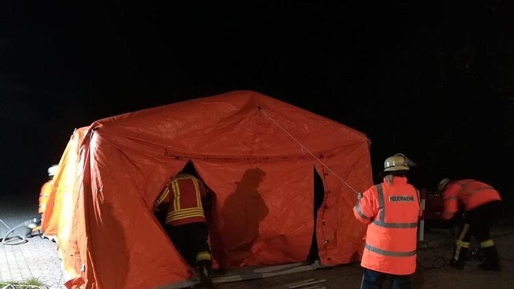 Das beheizte Zelt der Feuerwehr Pretzfeld Foto: Feuerwehr Ebermannstadt
