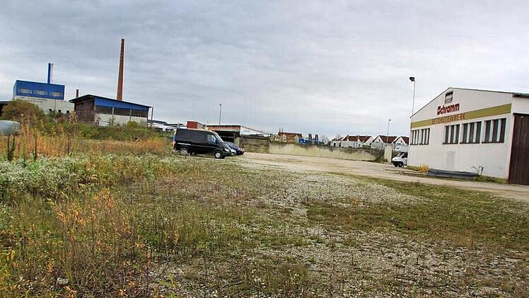 Auf diesem Gelände an der Oberauer Straße möchte der Bauunternehmer Martin Schramm eine Asylbewerberunterkunft bauen. Der Staffelsteiner Stadtrat hatte das Vorhaben im Dezember 2014 vor allem wegen immissionsschutzrechtlichen Gründen abgelehnt, weil das Holzhackschnitzel-Kraftwerk (im Bild links) zu nahe liegt. Foto: Matthias Einwag