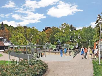 Zwei ehemalige Designstudenten der Hochschule Coburg haben für Nima Khorsandi und Enrico Pizzato die Studien für den Stadtstrand im Rosengarten entwickelt.  Grafik: privat
