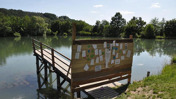 Seit kurzem verhindert eine Bretterwand den Zugang zum großen Badesteg in Goßmannsdorf. Eine Bürgerinitiative hofft nun, das Verbot noch kippen zu können.   Foto: Martin Schweiger