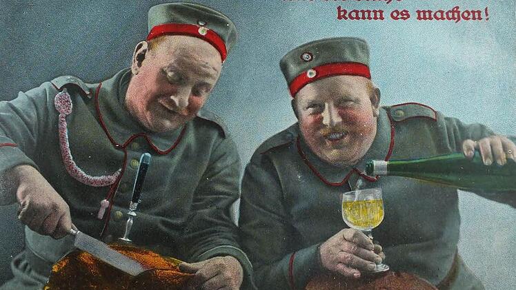Mit Feldpostkarten wurde auch Propaganda gemacht.