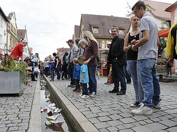 Ein Schiff wird kommen...nein: hunderte kamen das Bächla hinab geschwommen bei der Stadtwette des Fränkischen Tages. Foto: Matthias Hoch