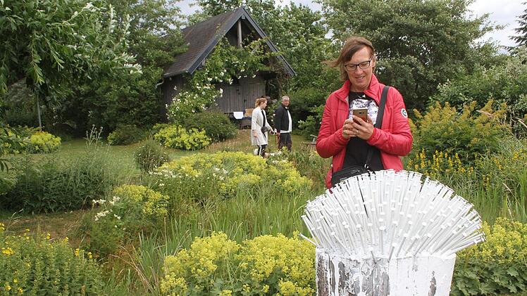 Kunst im Garten der Familie Jacobson: Der mit N&auml;geln behauene Baumstumpf zog die Blicke der Besucher auf sich.