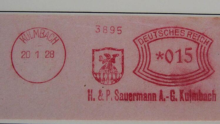 Der Absenderfreistempler der legendären Sauermann Wurstwaren stammt vom 20. Januar 1928. Damals kostete ein Brief 15 Pfennig