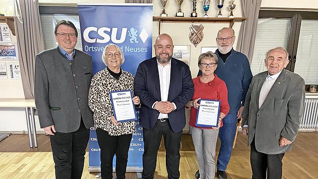 Die Geehrten (v. l.): Bernd Liebhardt, Rosemarie Lebok, Dr.Jonas Geissler, Ursula Schmidt, Winfried Lebok, Heinz Hausmann.