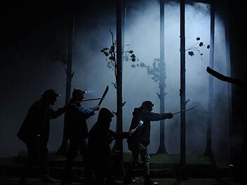 "Vier Männer im Nebel" - ein Ensemble der Hamburger Kammerspiele zeigte das Stück in Bad Kissingen. Fotos: Christian Dijkstal