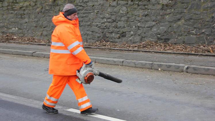 Mit Laubbläsern wurde Astmaterial von der Fahrbahn geblasen.  Foto: Friedwald Schedel
