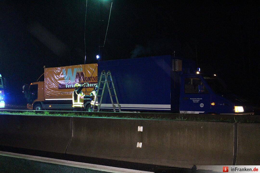 Unfall legt Verkehr auf A9 bei Bayreuth lahm - Sieben Fahrzeuge an Verkehrsunfall im Baustellenbereich beteiligt – glücklicherweise nur ein Leichtverletzter