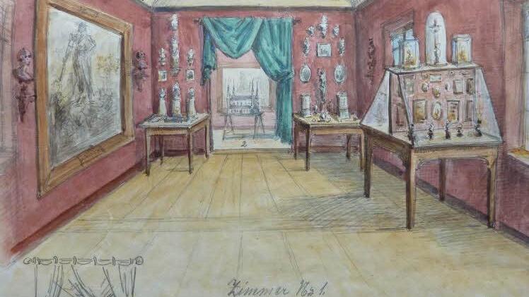 So sah einst ein Schauraum der Städtischen Kunst- und Gemäldesammlung auf dem Michaelsberg aus. Das Bild ist jetzt im Historischen Museum zu sehen.Foto: Museen der Stadt Bamberg.