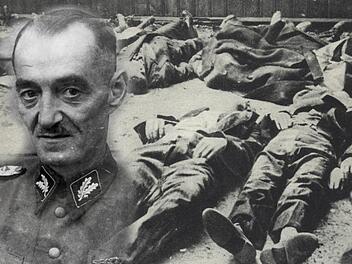 Obwohl seine Biographie Bände füllen würde, gibt es von Oskar Dirlewanger nur wenige Bilddokumente. Das große Foto zeigt ihnr 1944 in der Uniform des SS-Oberführers, das Bild in ziviler Kleidung wurde 1945 unmittelbar nach der Festnahme des Kriegsverbrechers im Allgäu durch französische Truppen aufgenommen. Die Aufnahme unten entstand 1944 nach einem Massaker von Dirlewangers Einheit in Warschau. Fotos: Bundesarchiv
