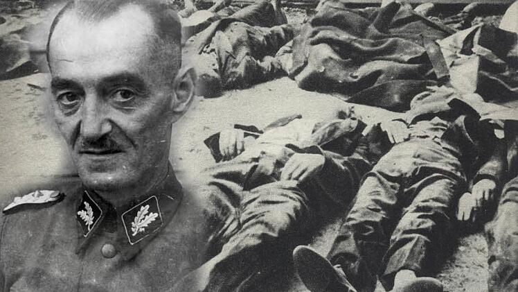 Obwohl seine Biographie Bände füllen würde, gibt es von Oskar Dirlewanger nur wenige Bilddokumente. Das große Foto zeigt ihnr 1944 in der Uniform des SS-Oberführers, das Bild in ziviler Kleidung wurde 1945 unmittelbar nach der Festnahme des Kriegsverbrechers im Allgäu durch französische Truppen aufgenommen. Die Aufnahme unten entstand 1944 nach einem Massaker von Dirlewangers Einheit in Warschau. Fotos: Bundesarchiv