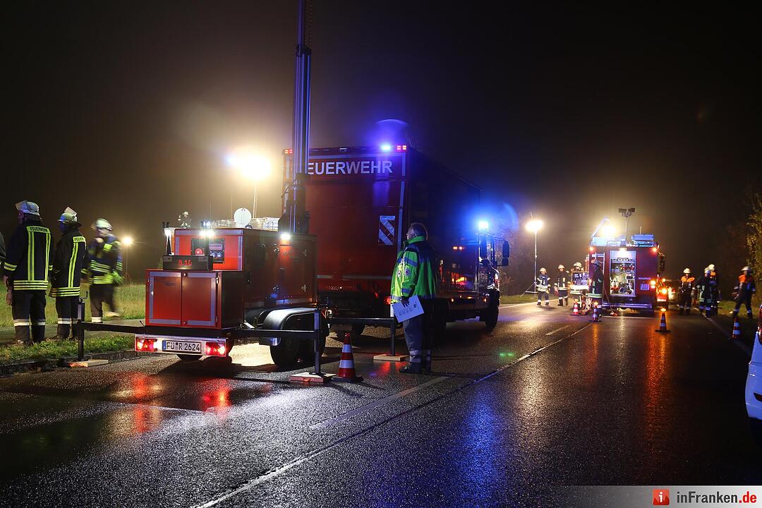 Schwerer Vekehrsunfall auf der B14 bei Gutzberg