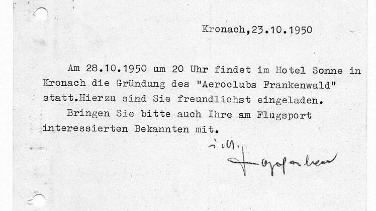 Diese Schätze stammen aus dem Archiv Alfred Langs, das mehr als 100 Jahre der Kronacher Luftfahrt umfasst.