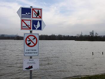 Rund um den Badesee gibt es zahlreiche Schilder. Foto: Katrin Geyer