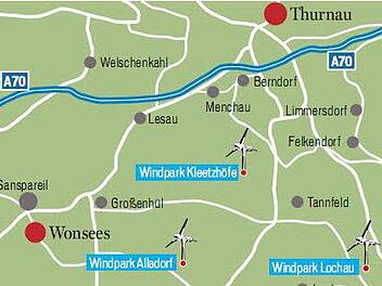 Je fünf Windräder sind im Windpark Kleetzhöfe und Alladorf geplant. Lochau ist als Vorrangfläche ausgewiesen. Foto: Grafik/Archiv