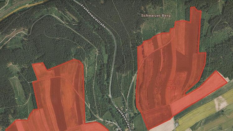 Die Fa. Münch hat die rot markierten Flächenkorridore mit einer Fläche von rund 80 Hektar für den Bau eines Solarparks im Auge. Geplant ist eine PV-Anlage auf rund 30 Hektar.